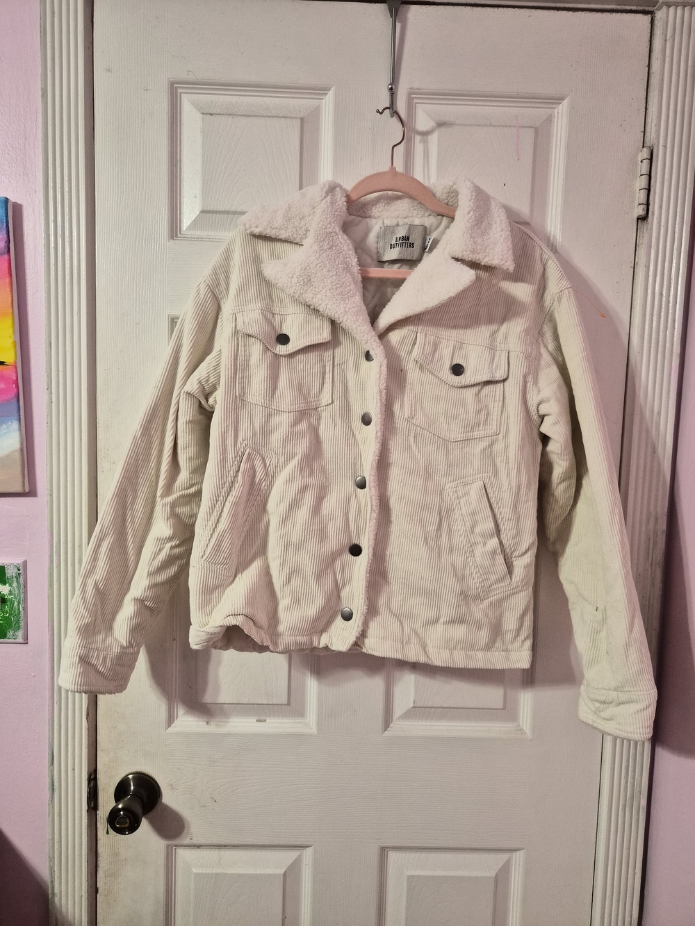Urban Outfitters Cream Corduroy Teddy-Lined Jacket